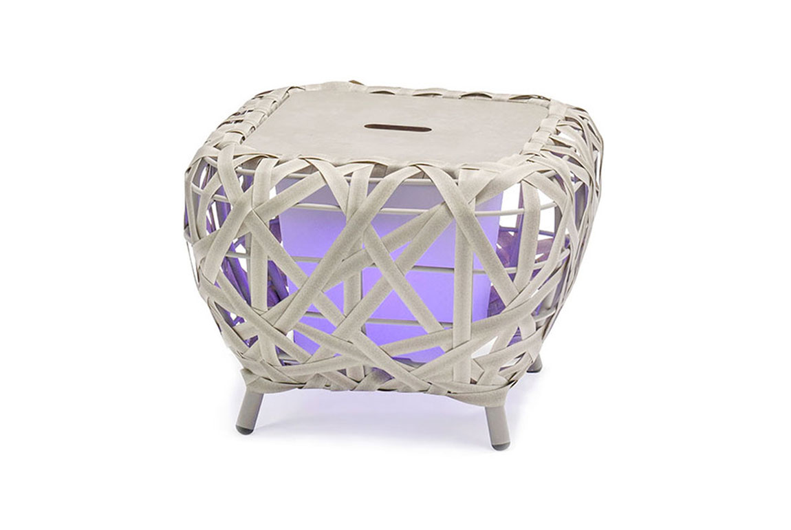 Curl alum wicker side table with lighting box